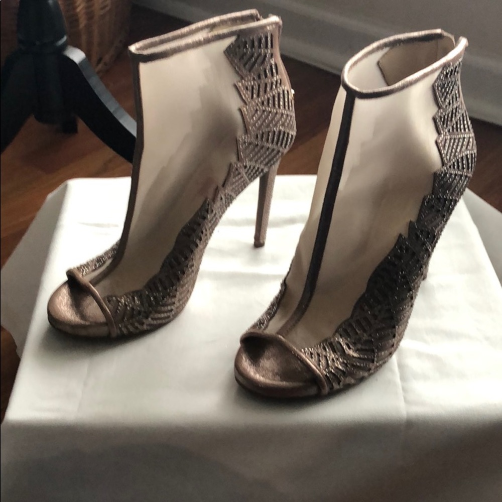 Rose gold Jessica Simpson open toe booties